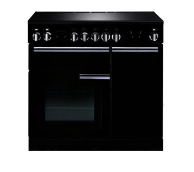 RANGEMASTER  Professional 90 Electric Induction Range Cooker - Black & Chrome